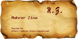Mahrer Zina névjegykártya